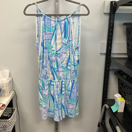 Romper Designer By Lilly Pulitzer In Blue & White, Size: S