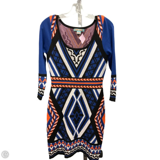 Dress Sweater By Flying Tomato In Blue & Orange, Size: M