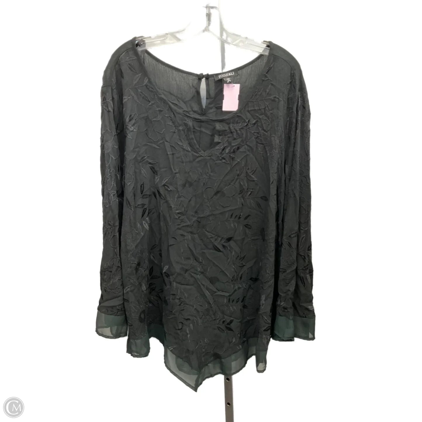 Top Long Sleeve By Roz And Ali In Black, Size: 3x