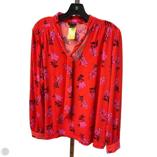 Top Long Sleeve By Ann Taylor In Orange & Pink, Size: L