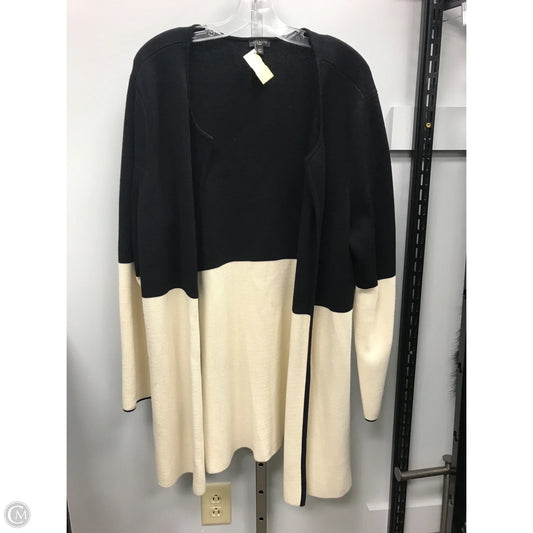 Sweater Cardigan By Talbots In Black & Cream, Size: 2x