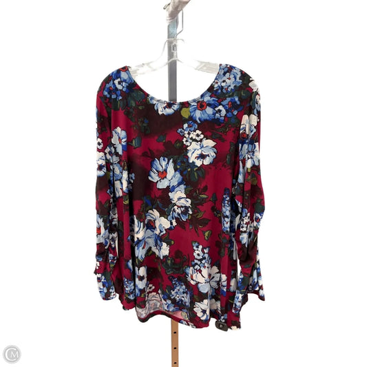 Top Long Sleeve By Susan Graver In Floral Print, Size: 3x