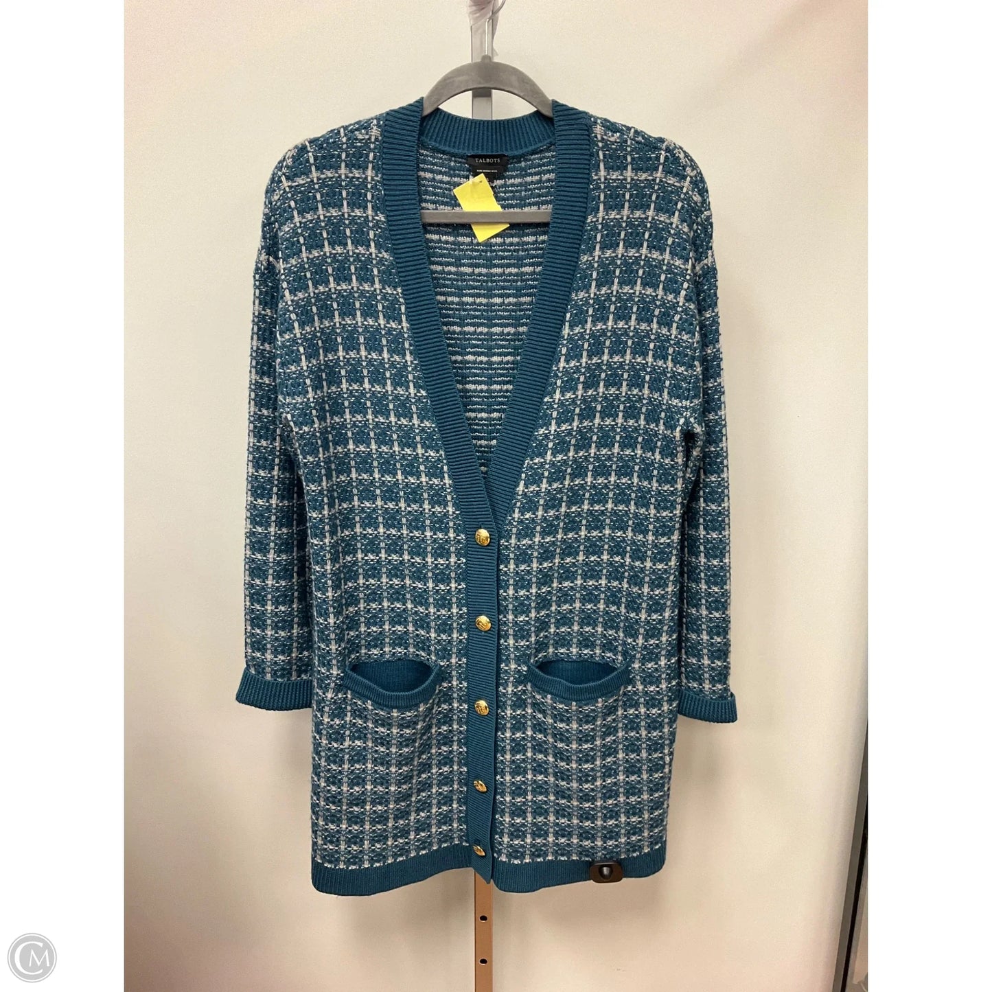 Sweater Cardigan By Talbots In Blue & Grey, Size: S