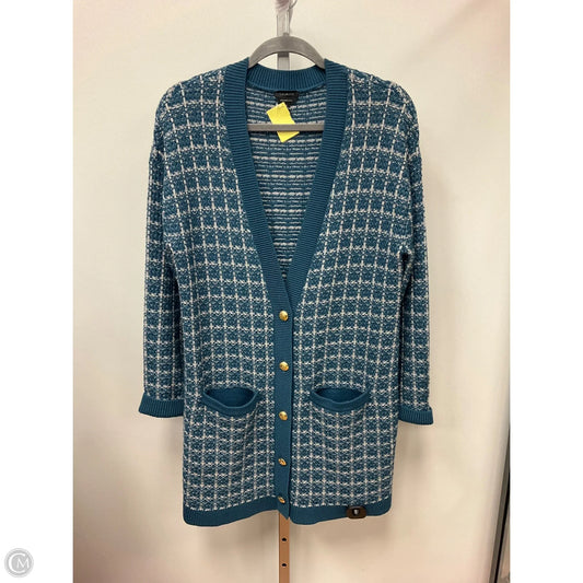 Sweater Cardigan By Talbots In Blue & Grey, Size: S