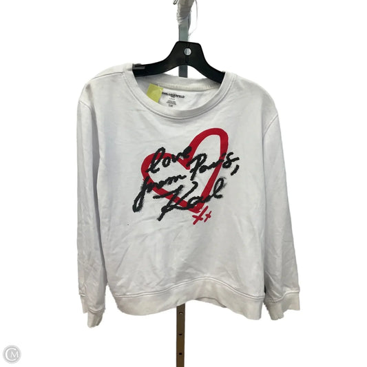 Top Long Sleeve Designer By Karl Lagerfeld In White, Size: L