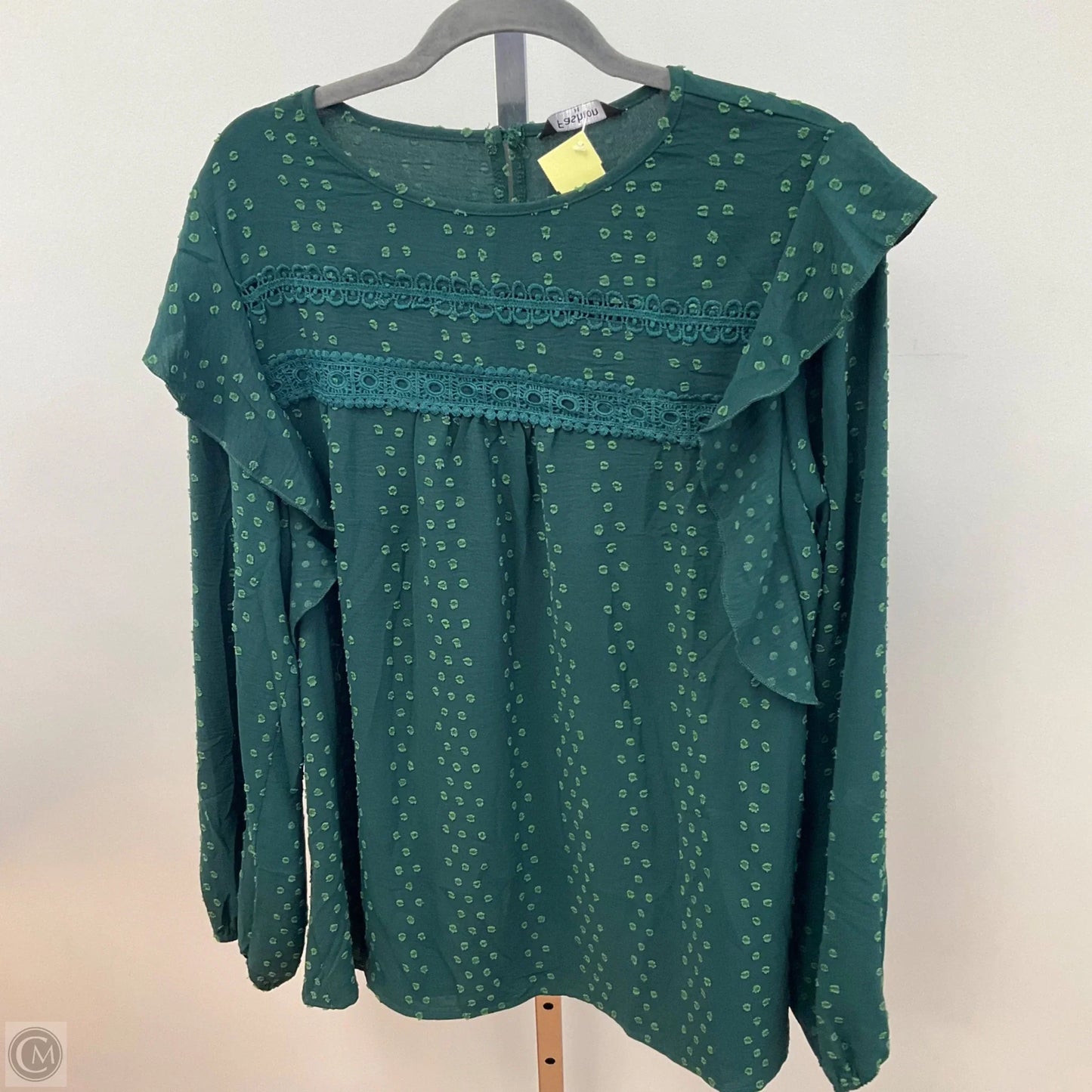Top Long Sleeve By FASHION In Green, Size: Xl