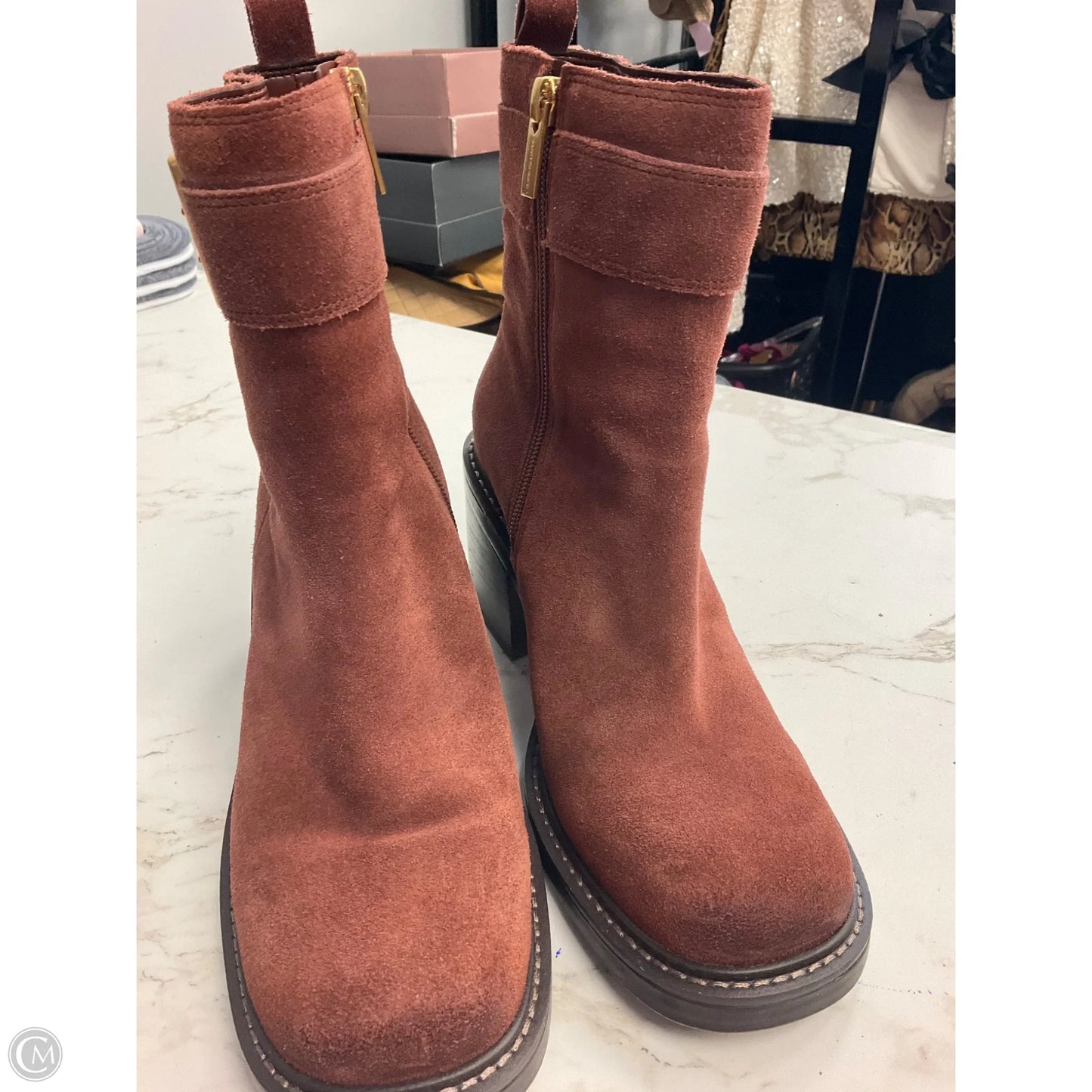Boots Ankle Heels By Vince Camuto In Copper, Size: 8.5