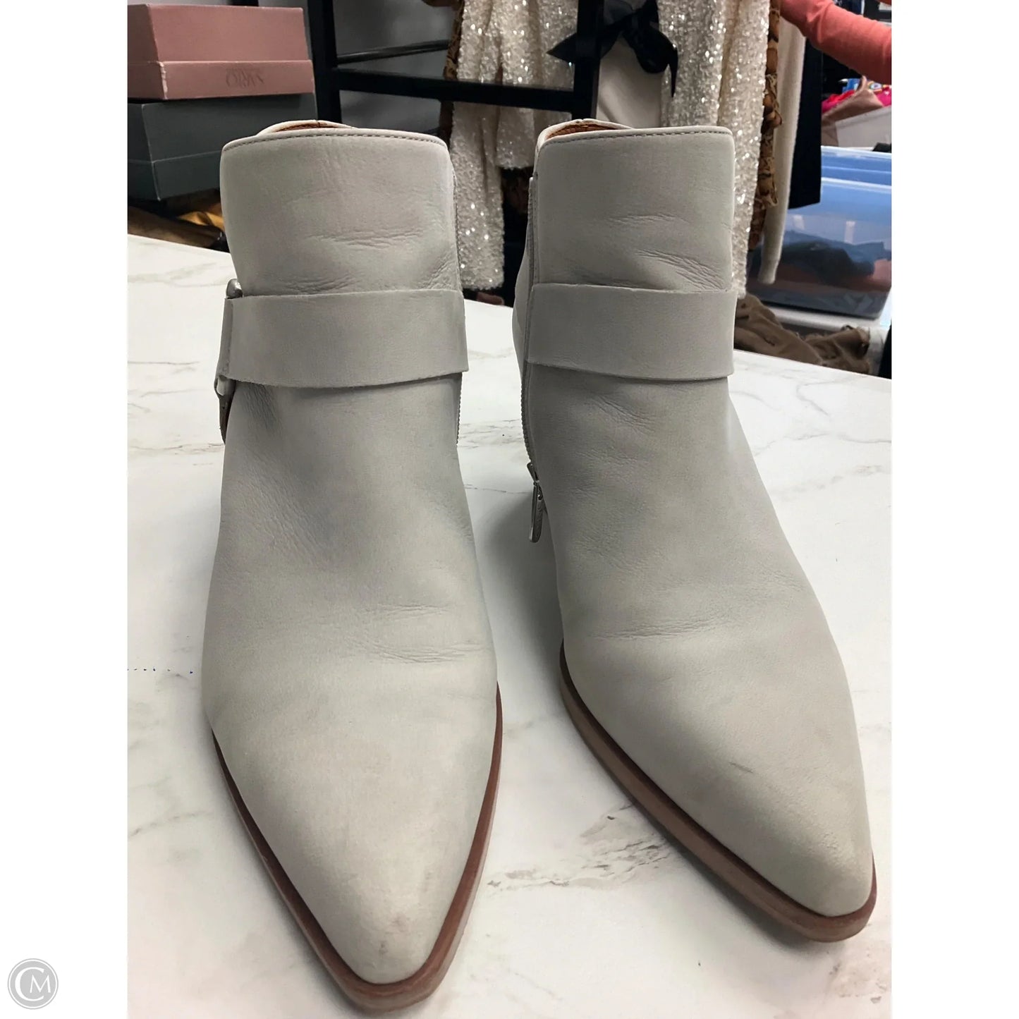Boots Ankle Heels By Franco Sarto In Grey, Size: 8