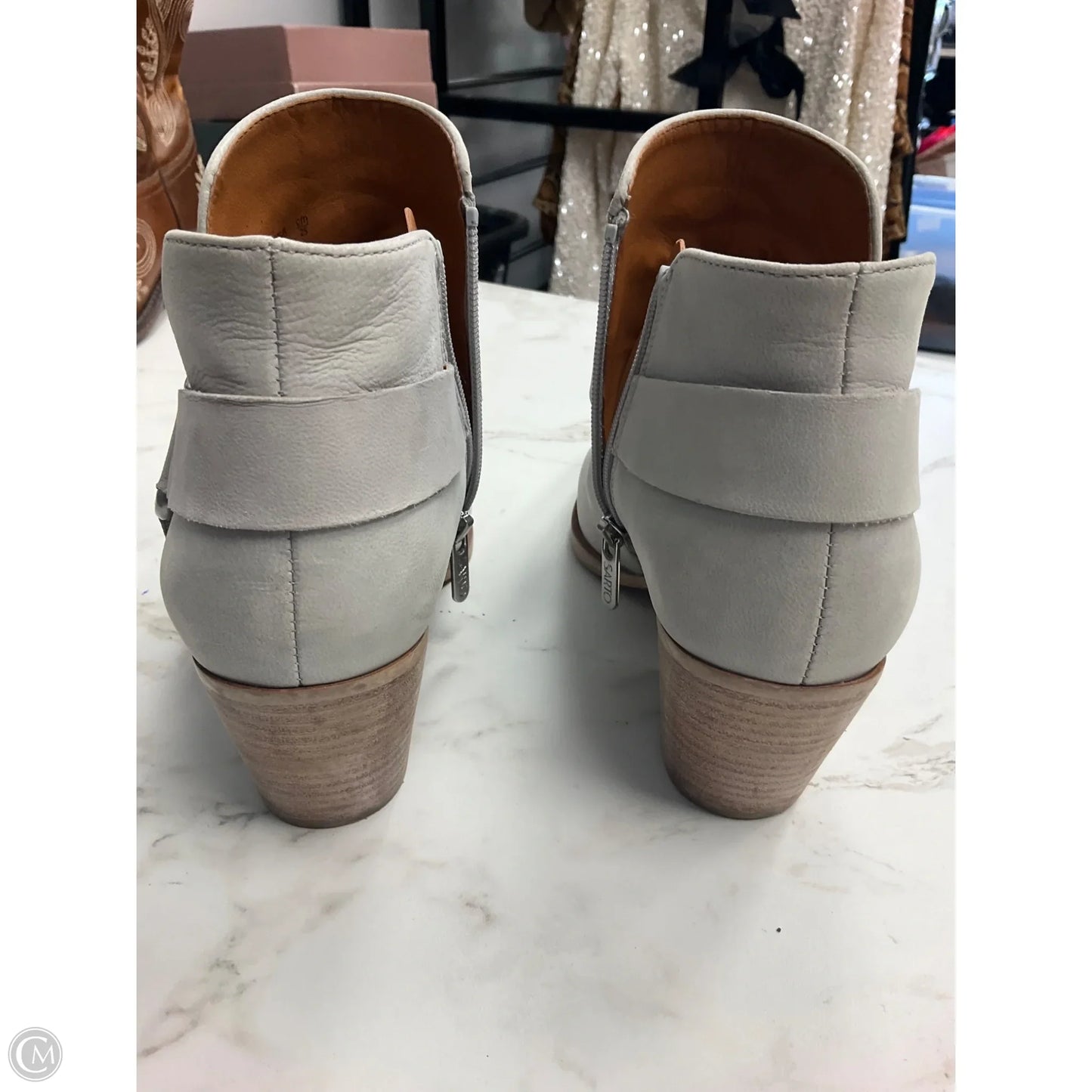 Boots Ankle Heels By Franco Sarto In Grey, Size: 8