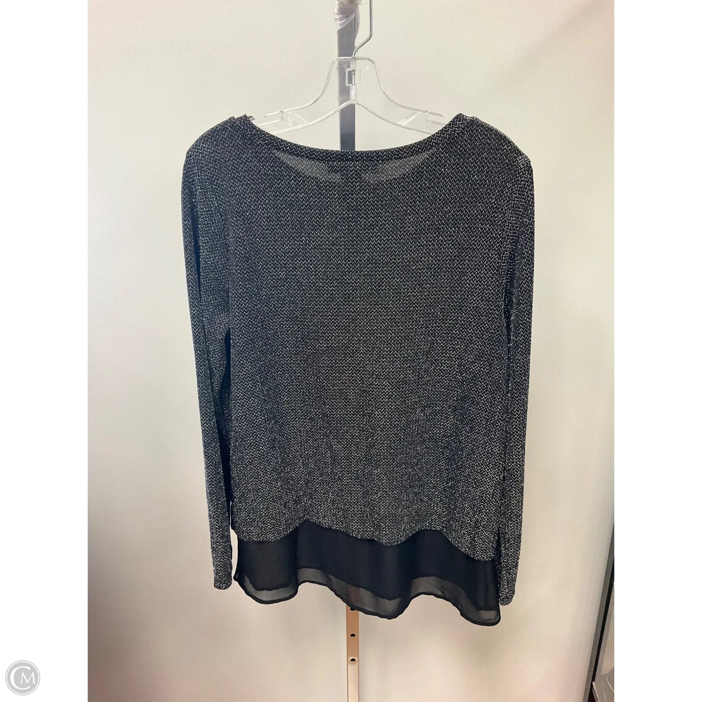 Top Long Sleeve By Inc In Black & Silver, Size: L