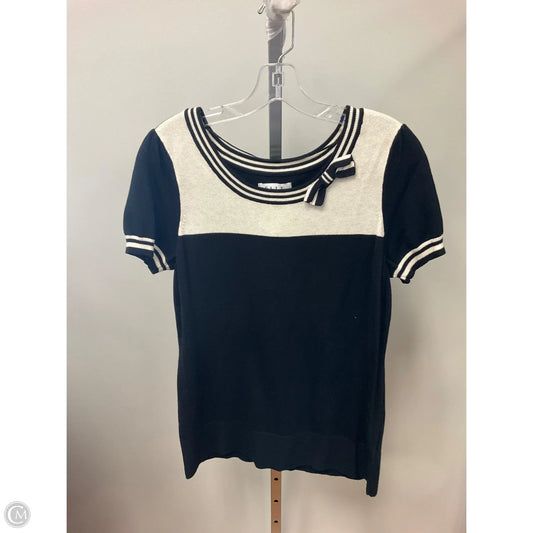Sweater Short Sleeve By Elle In Black & Cream, Size: M
