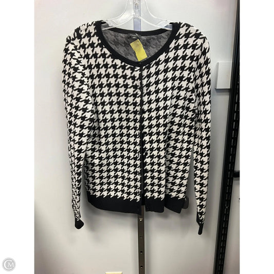 Sweater Cardigan By Ann Taylor In Black & White, Size: L