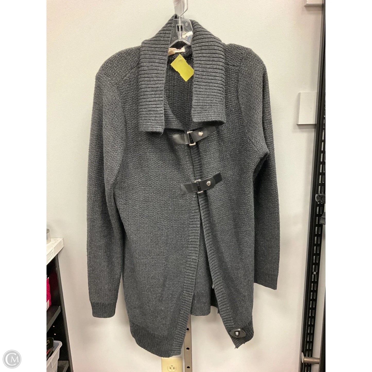 Sweater Cardigan By Ellen Tracy In Grey, Size: Xl