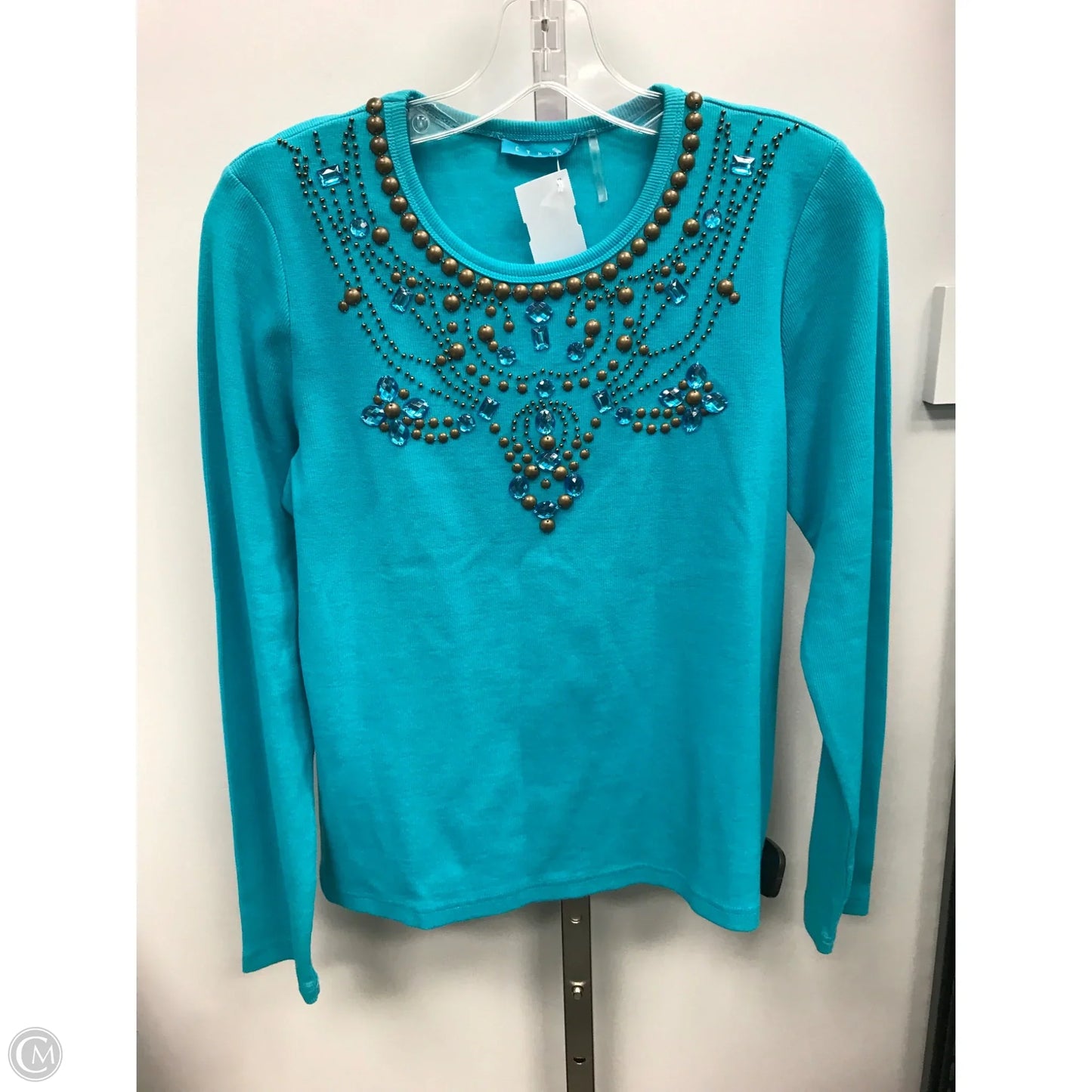 Top Long Sleeve By Cyrus In Aqua, Size: M