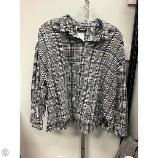 Top Long Sleeve By Madewell In Plaid Pattern, Size: L