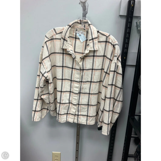 Top Long Sleeve By Madewell In Plaid Pattern, Size: L