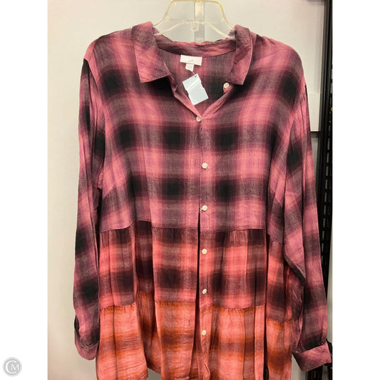 Top Long Sleeve By J. Jill In Plaid Pattern, Size: 2x