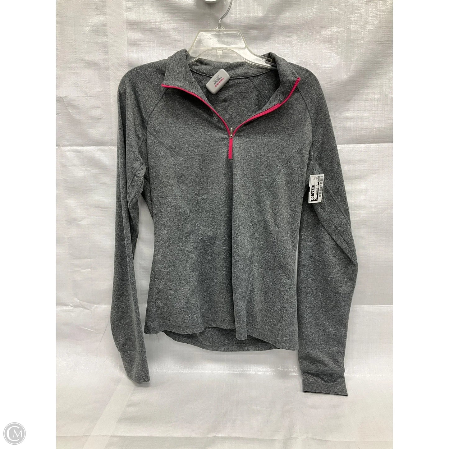 Athletic Top Long Sleeve Collar By Reebok In Grey, Size: M