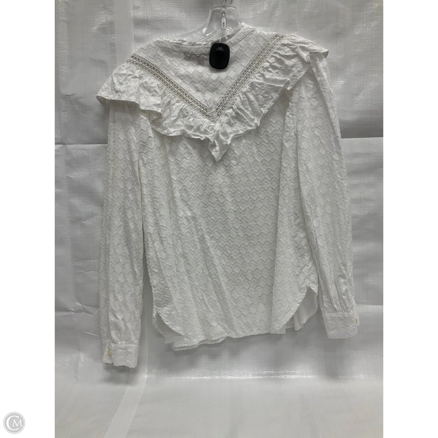 Blouse Long Sleeve By Loft In White, Size: L