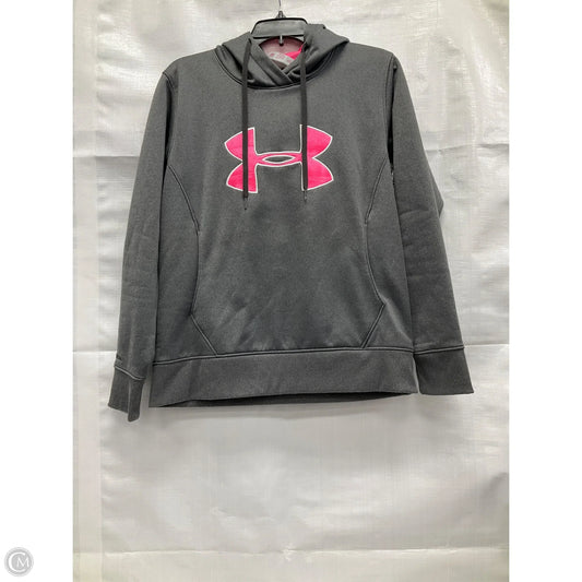 Athletic Sweatshirt Hoodie By Under Armour In Grey & Pink, Size: M