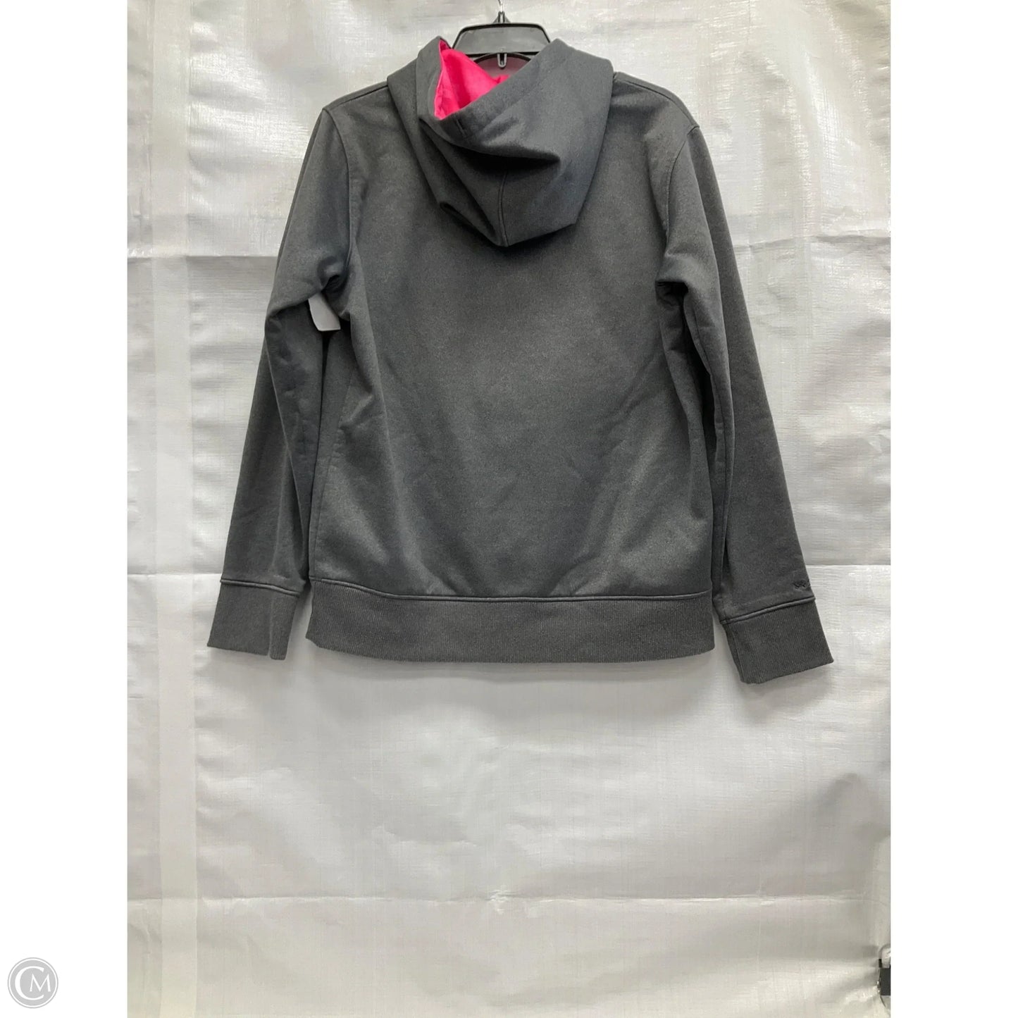 Athletic Sweatshirt Hoodie By Under Armour In Grey & Pink, Size: M