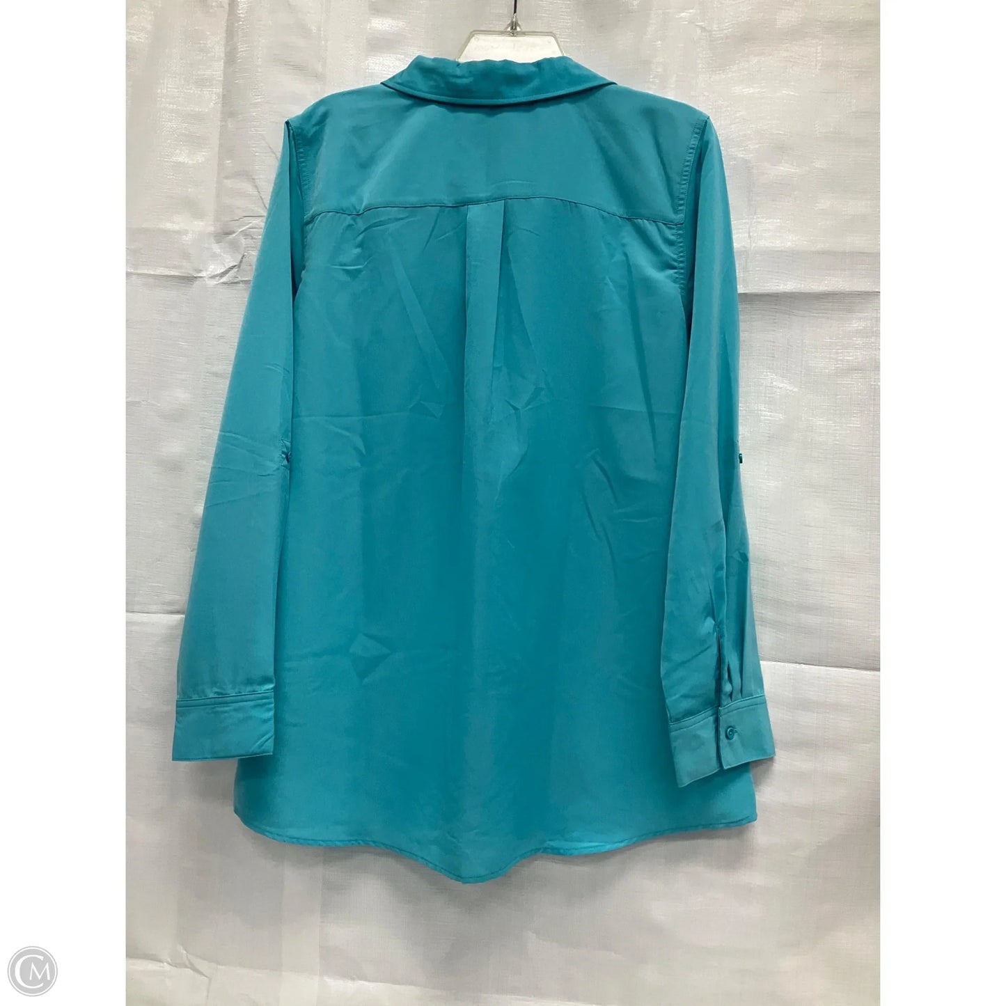 Blouse Long Sleeve By Denim And Company In Teal, Size: L