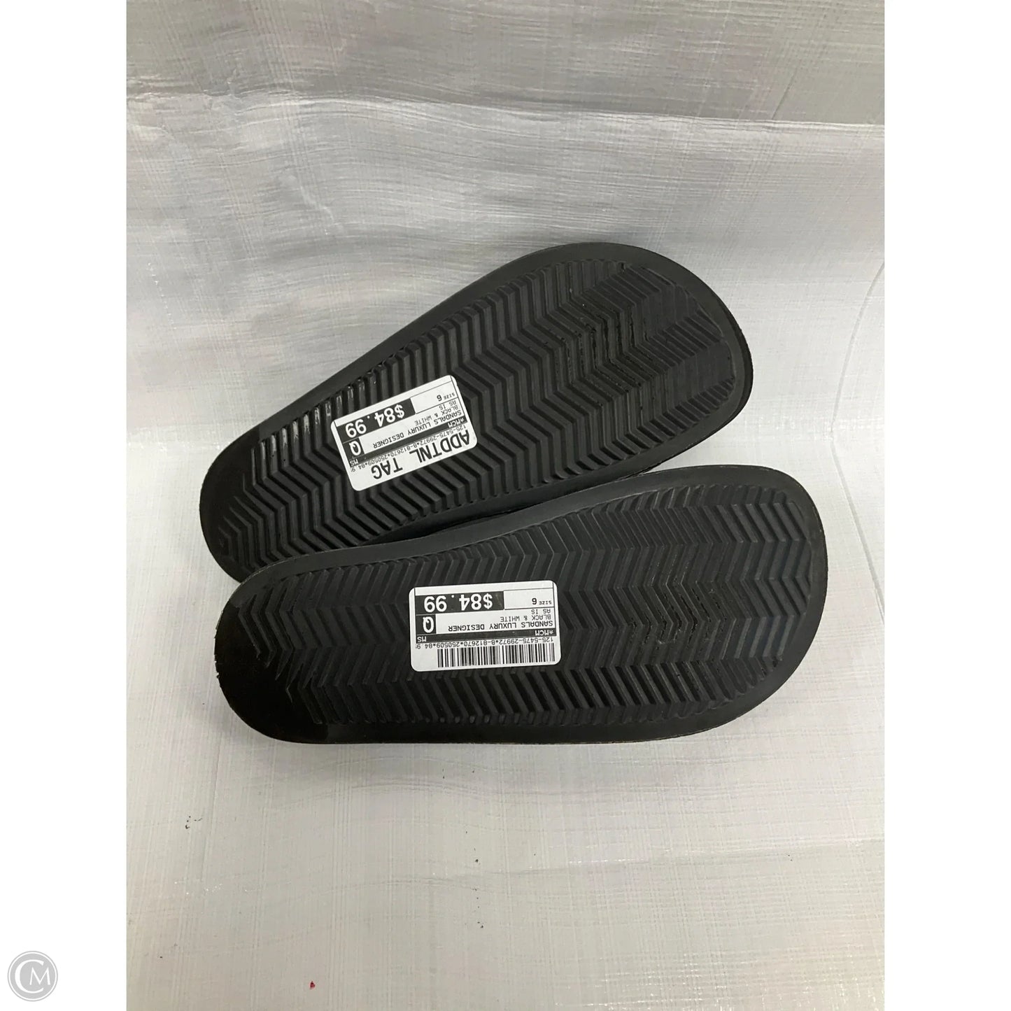 Sandals Luxury Designer By Mcm In Black & White, Size: 6