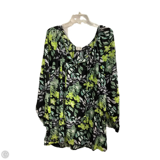 Top Long Sleeve By Ellos In Floral Print, Size: 1x