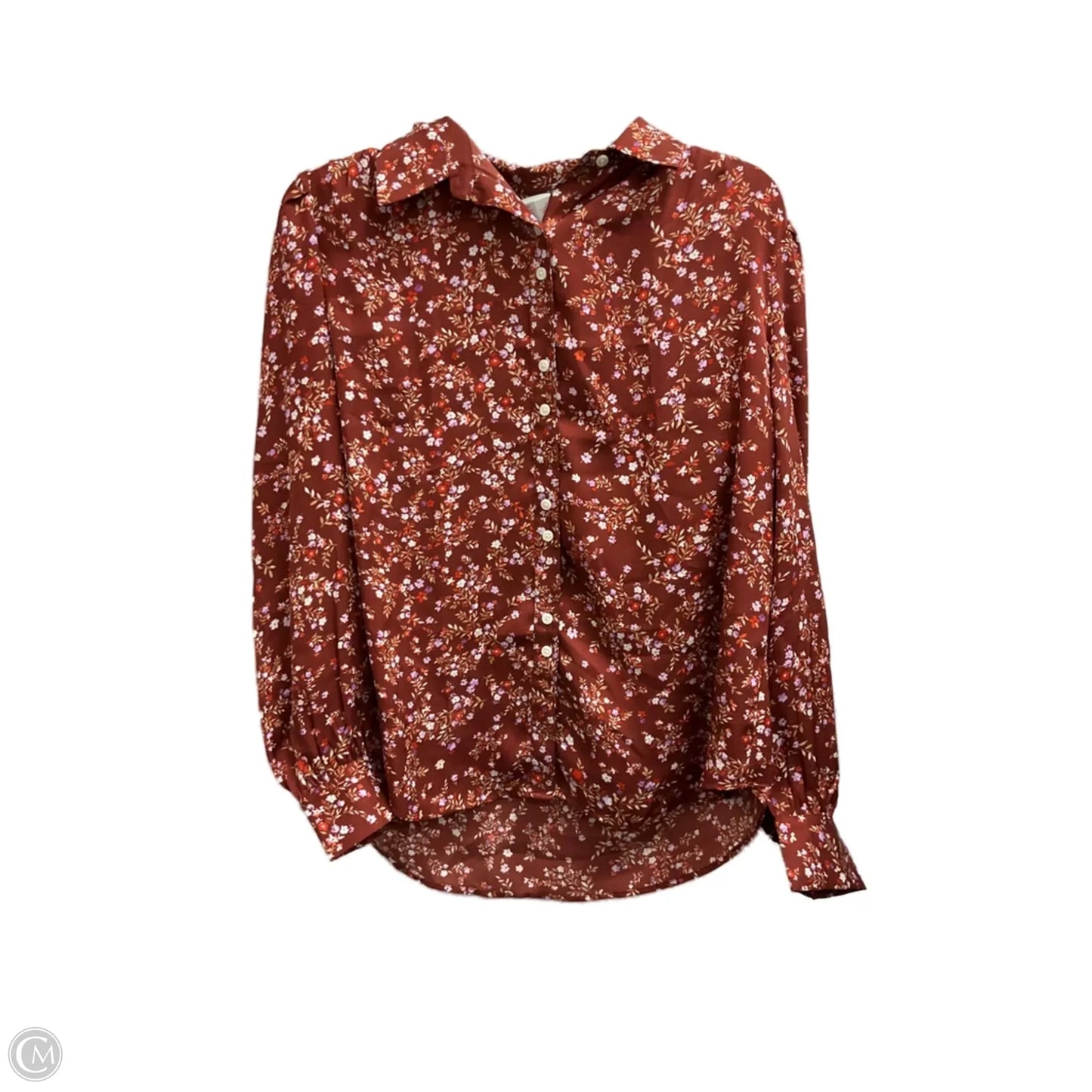 Blouse Long Sleeve By Ann Taylor In Floral Print, Size: S