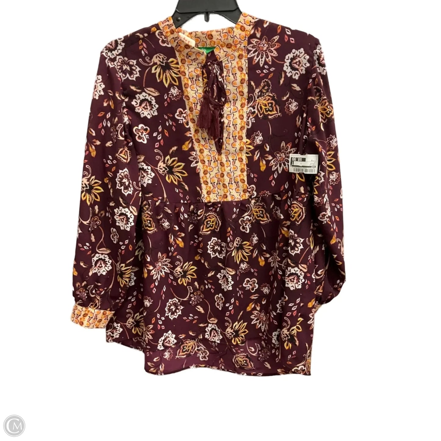 Top Long Sleeve By Dip In Maroon, Size: M