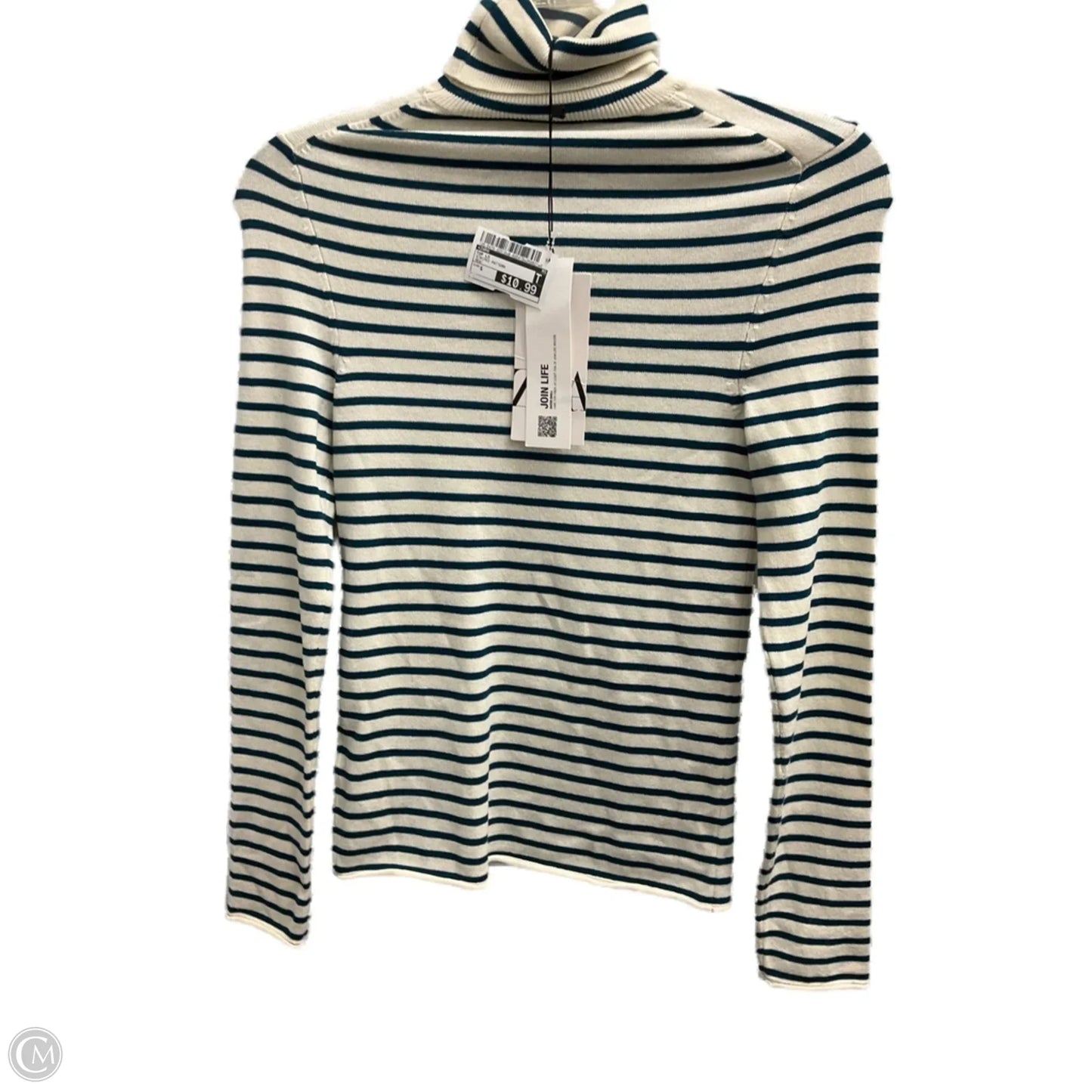 Top Long Sleeve By Zara In Striped Pattern, Size: S