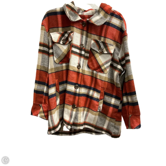 Jacket Shirt By Kensie In Plaid Pattern, Size: L