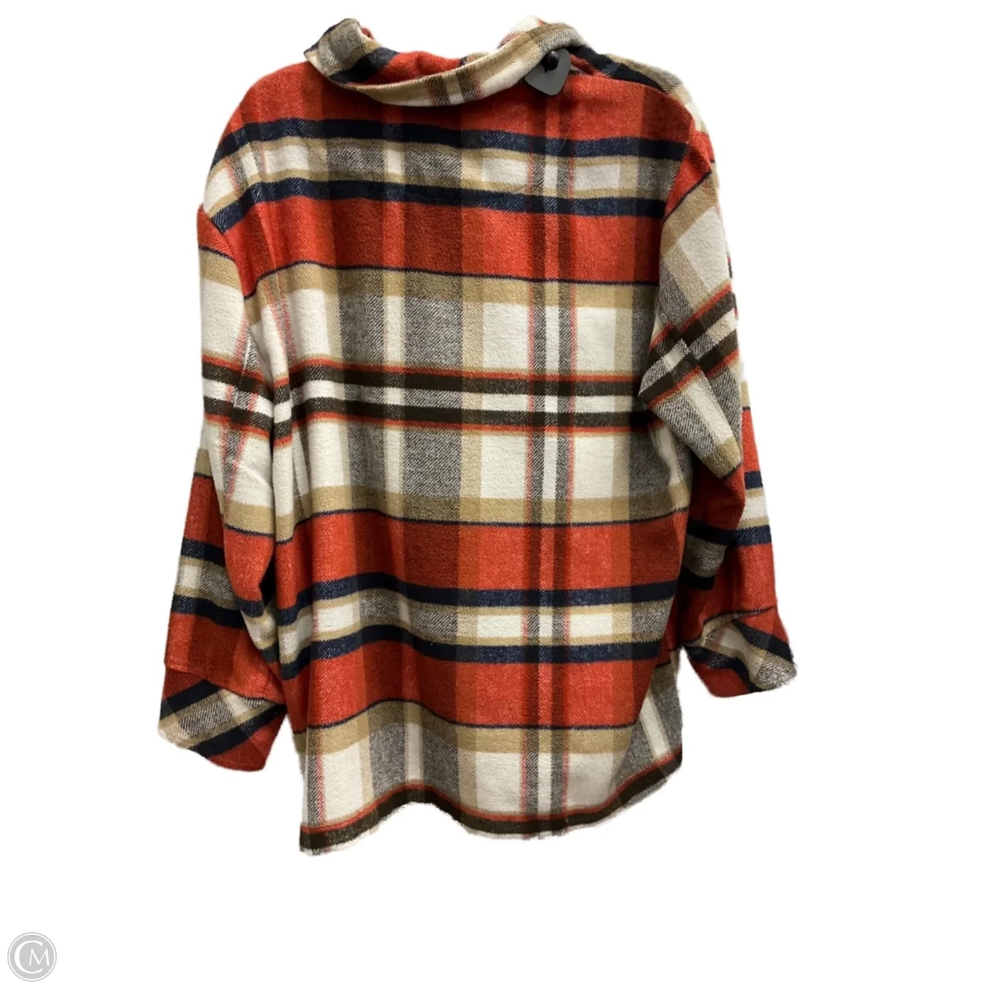 Jacket Shirt By Kensie In Plaid Pattern, Size: L