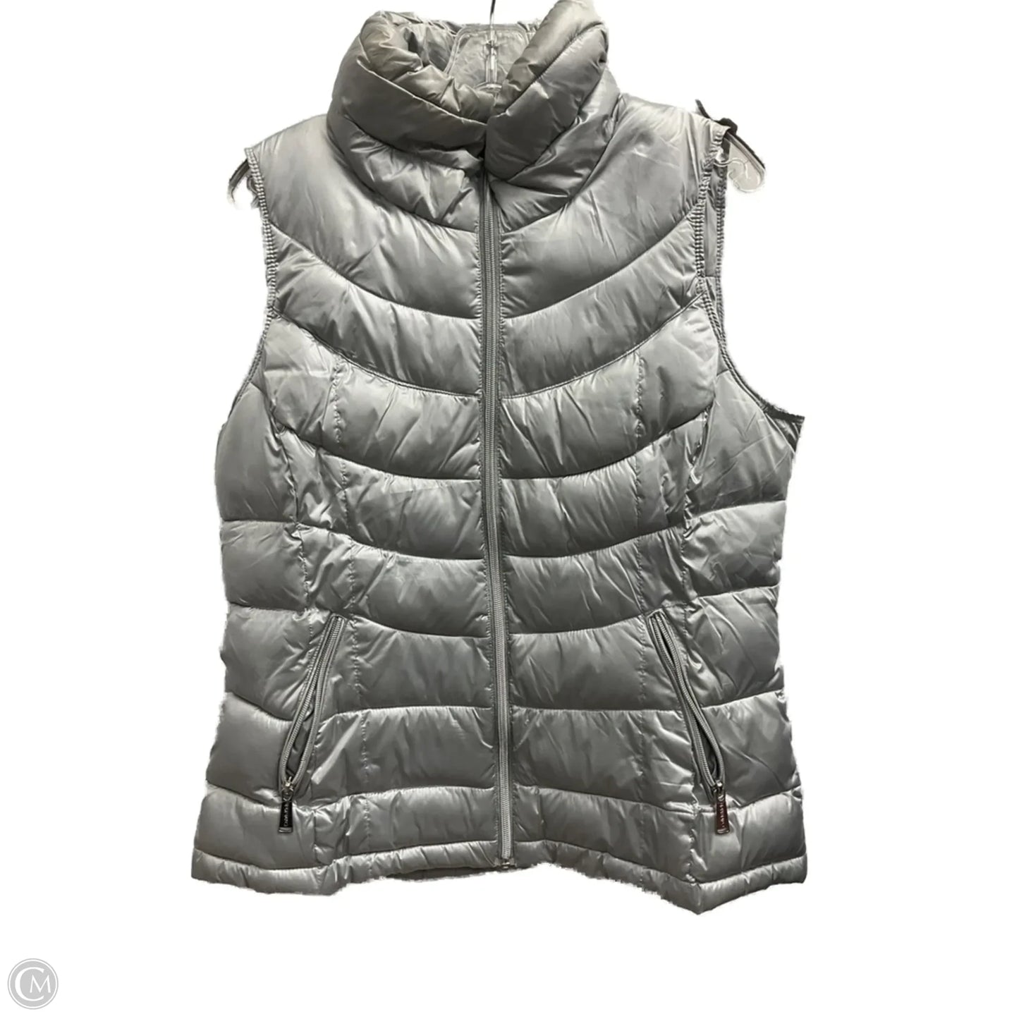 Vest Puffer & Quilted By Calvin Klein In Silver, Size: L