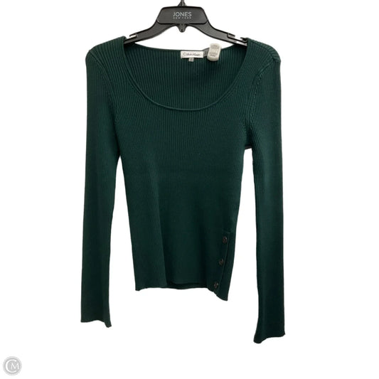 Top Long Sleeve By Calvin Klein In Green, Size: S