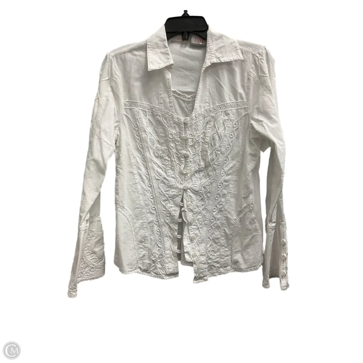 Blouse Long Sleeve By Soft Surroundings In White, Size: S