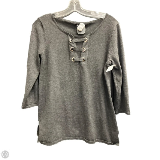 Top 3/4 Sleeve By Cable And Gauge In Grey, Size: M
