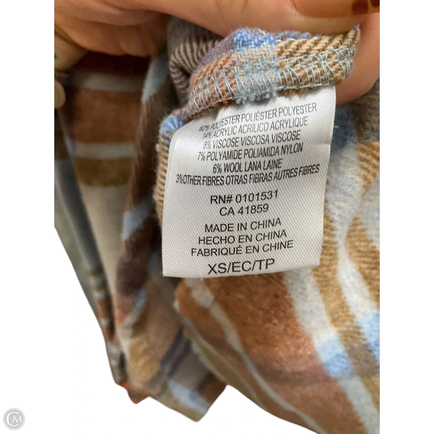 Blouse Long Sleeve By Clothes Mentor In Plaid Pattern, Size: Xs