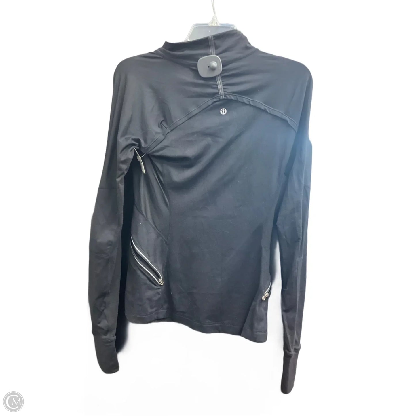 Athletic Top Long Sleeve Collar By Lululemon In Black, Size: M