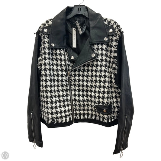 Jacket Moto By Clothes Mentor In Black & White, Size: Xs
