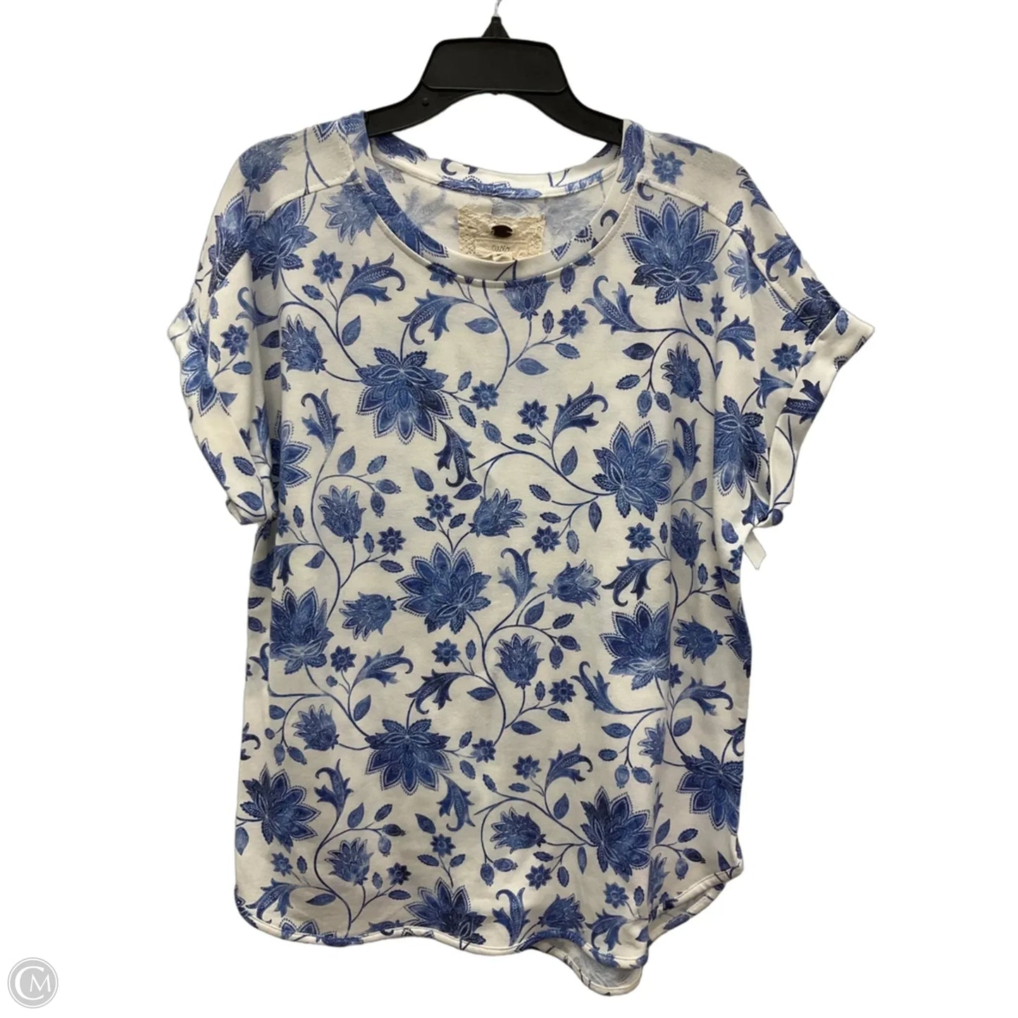 Top Short Sleeve By Cupio In Blue & White, Size: Xl