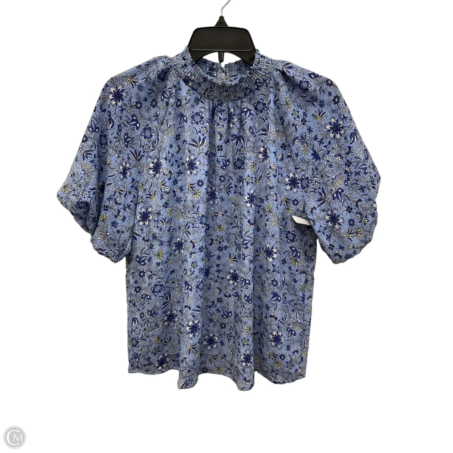 Top Short Sleeve By Loft In Blue & Yellow, Size: S