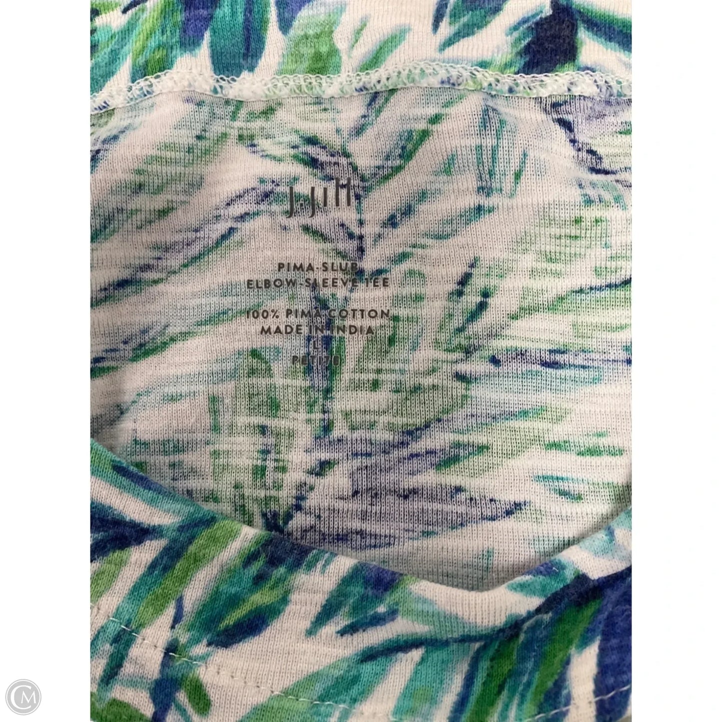 Top Short Sleeve By J. Jill In Blue & Green, Size: Lp
