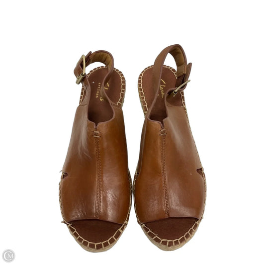 Sandals Heels Wedge By Clarks In Brown, Size: 6.5