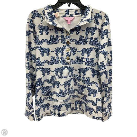 Top Long Sleeve Designer By Lilly Pulitzer In Blue & White, Size: Xs