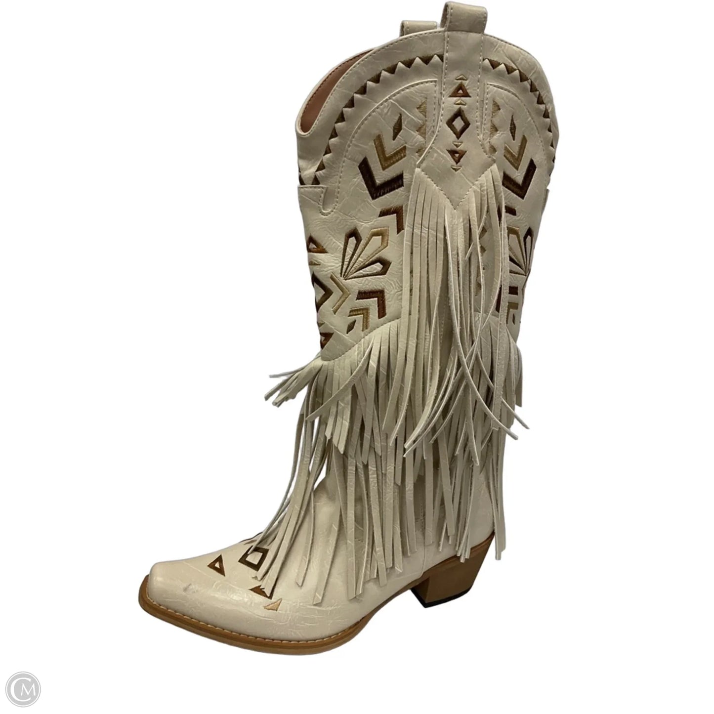 Boots Mid-calf Heels By Cmf In Cream, Size: 8