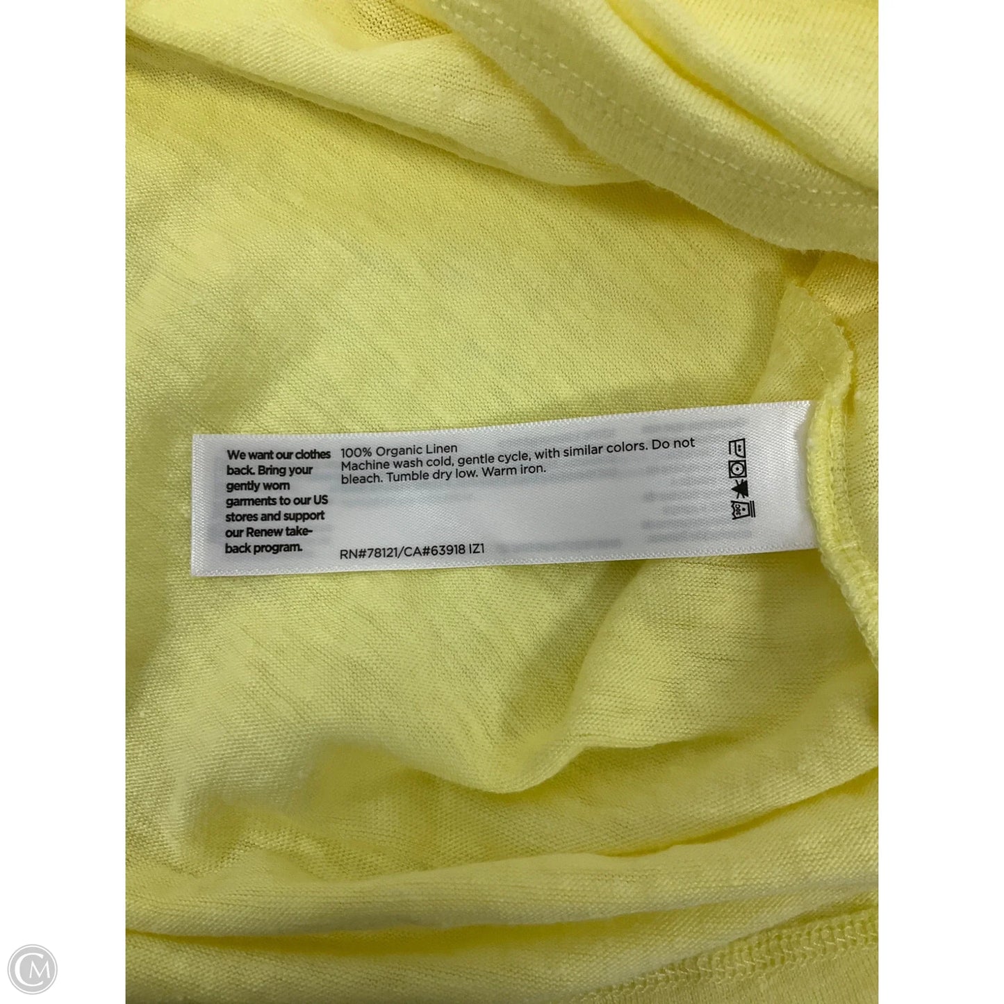 Top Short Sleeve By Eileen Fisher In Yellow, Size: S