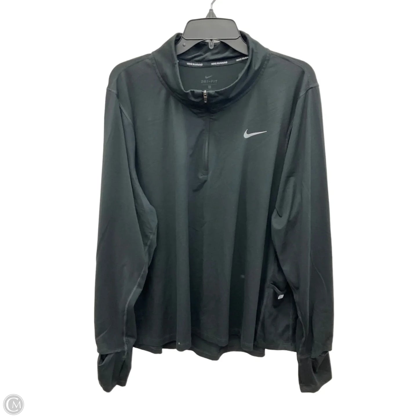 Athletic Top Long Sleeve Collar By Nike In Black, Size: 1x