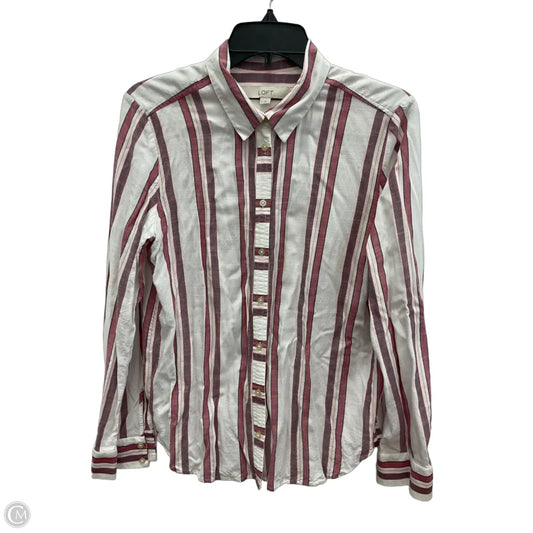Blouse Long Sleeve By Loft In Striped Pattern, Size: M