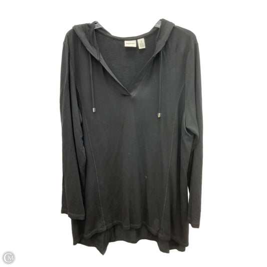 Athletic Top Long Sleeve Hoodie By Chicos In Black, Size: Xl